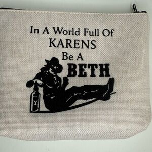 Be A Beth Canvas Pouch - Black and Cream